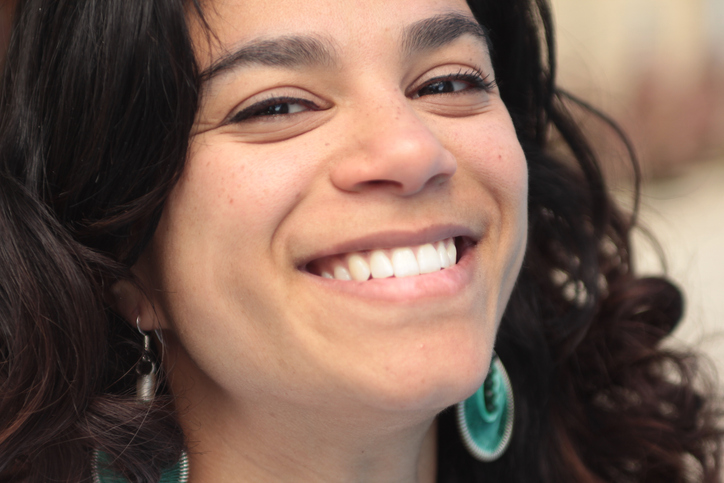 Mixed race woman outside